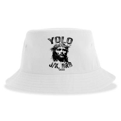 Yolo Jk Brb Jesus Funny Resurrection Christians Easter Day Sustainable Bucket Hat
