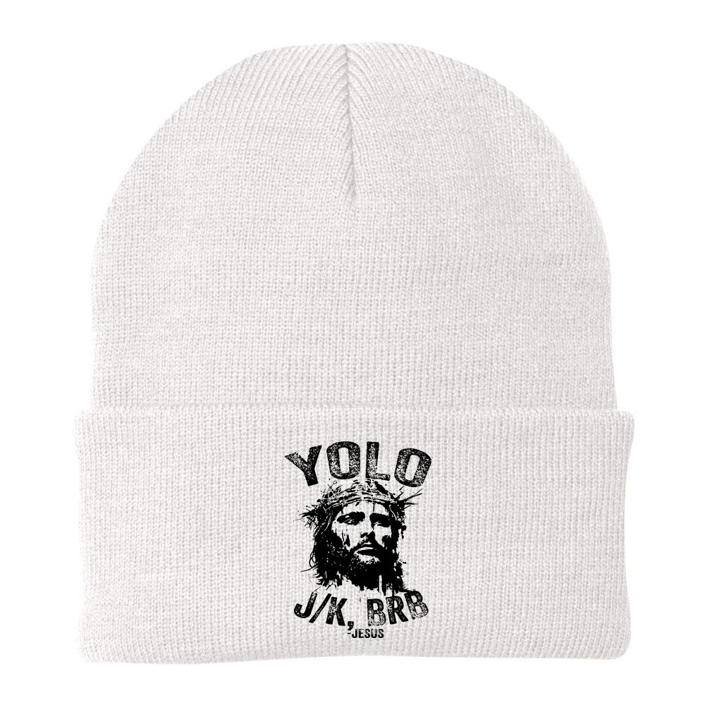Yolo Jk Brb Jesus Funny Resurrection Christians Easter Day Beanie
