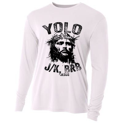 Yolo Jk Brb Jesus Funny Resurrection Christians Easter Day Cooling Performance Long Sleeve Crew