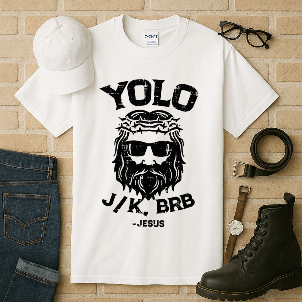 Yolo Jk Brb Jesus Funny Easter Day Ressurection Christians Tall T-Shirt