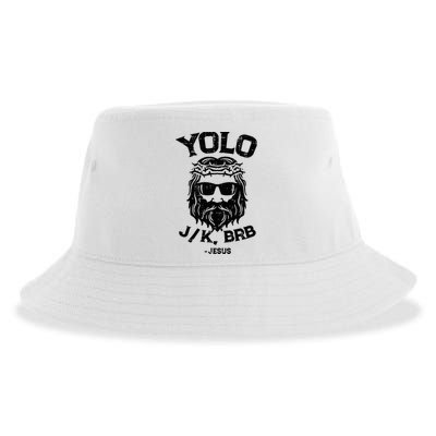 Yolo Jk Brb Jesus Funny Easter Day Ressurection Christians Sustainable Bucket Hat