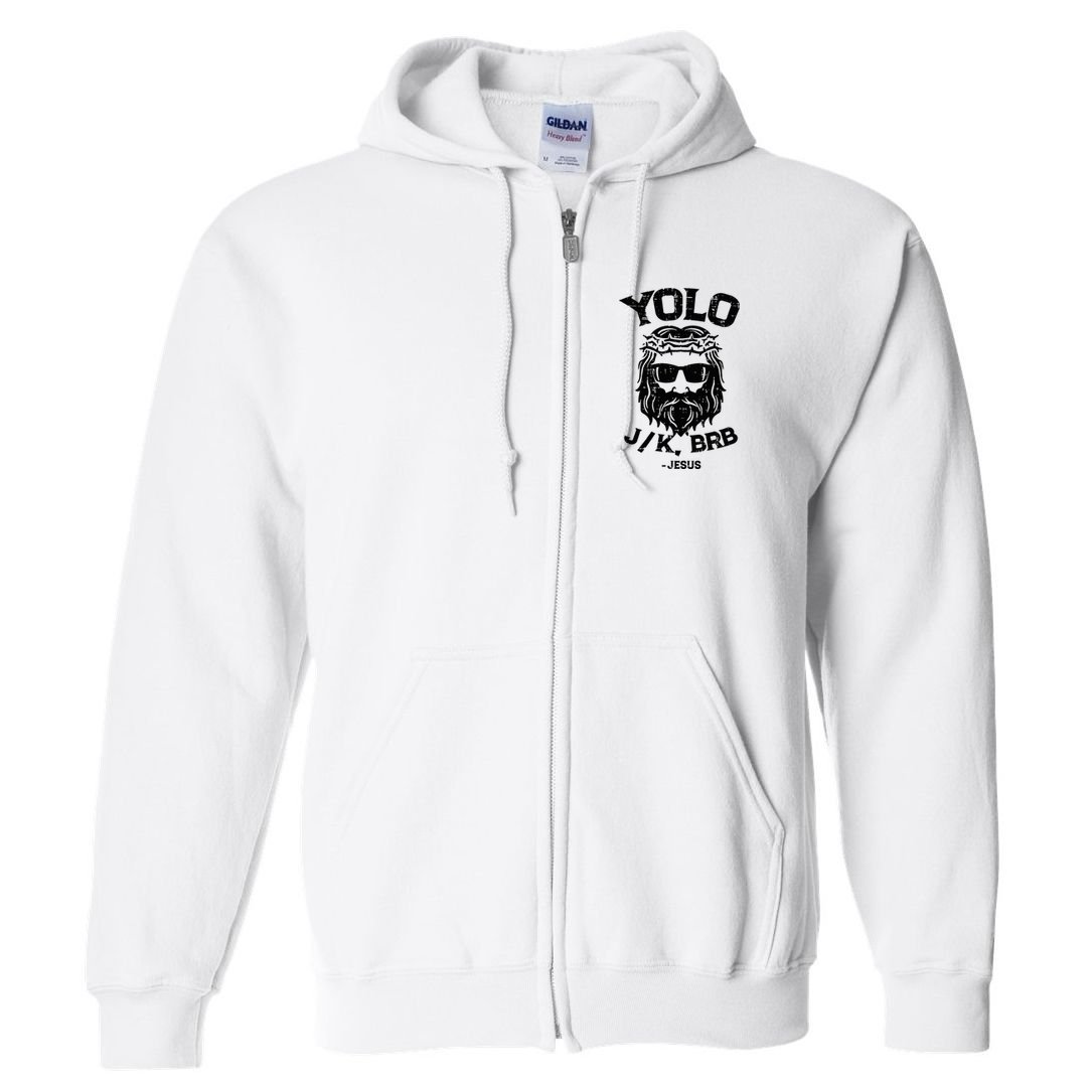 Yolo Jk Brb Jesus Funny Easter Day Ressurection Christians Full Zip Hoodie