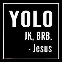 Yolo Jk Brb Jesus Christian Catholic Funny Drawstring Bag
