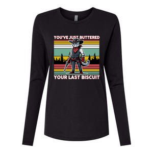 YouVe Just Buttered Your Last Biscuit Western Cowboy Cat Womens Cotton Relaxed Long Sleeve T-Shirt