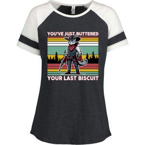 YouVe Just Buttered Your Last Biscuit Western Cowboy Cat Enza Ladies Jersey Colorblock Tee