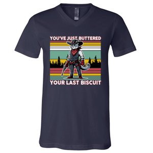 YouVe Just Buttered Your Last Biscuit Western Cowboy Cat V-Neck T-Shirt