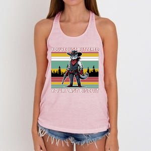 YouVe Just Buttered Your Last Biscuit Western Cowboy Cat Women's Knotted Racerback Tank