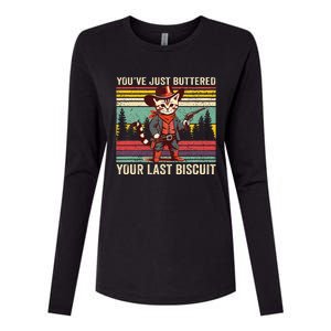 YouVe Just Buttered Your Last Biscuit Western Cowboy Cat Womens Cotton Relaxed Long Sleeve T-Shirt