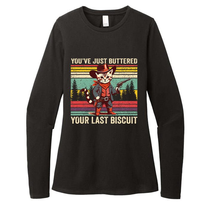 YouVe Just Buttered Your Last Biscuit Western Cowboy Cat Womens CVC Long Sleeve Shirt