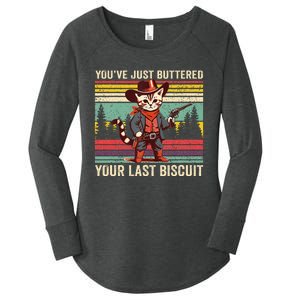 YouVe Just Buttered Your Last Biscuit Western Cowboy Cat Women's Perfect Tri Tunic Long Sleeve Shirt