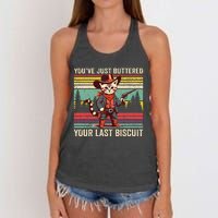 YouVe Just Buttered Your Last Biscuit Western Cowboy Cat Women's Knotted Racerback Tank