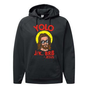 Yolo Jk Brb Jesus Funny Easter Day Ressurection Christians Performance Fleece Hoodie