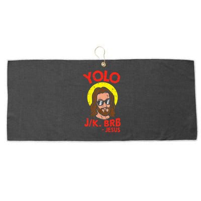 Yolo Jk Brb Jesus Funny Easter Day Ressurection Christians Large Microfiber Waffle Golf Towel