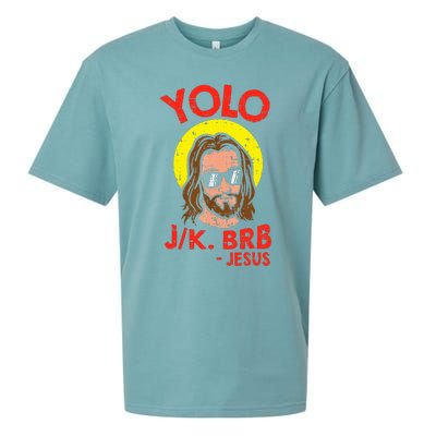 Yolo Jk Brb Jesus Funny Easter Day Ressurection Christians Sueded Cloud Jersey T-Shirt