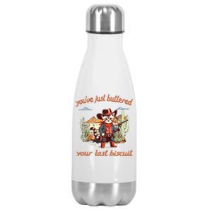 YouVe Just Buttered Your Last Biscuit Western Cat Cowboy Stainless Steel Insulated Water Bottle