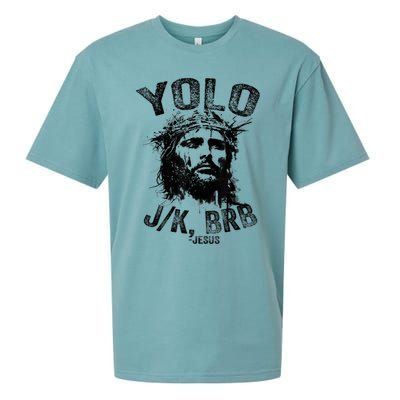 Yolo Jk Brb Jesus Funny Resurrection Christians Easter Day Sueded Cloud Jersey T-Shirt