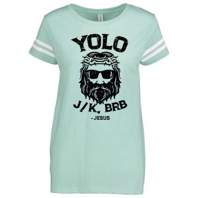 Yolo Jk Brb Jesus Funny Easter Day Ressurection Christians Enza Ladies Jersey Football T-Shirt