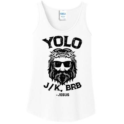 Yolo Jk Brb Jesus Funny Easter Day Ressurection Christians Ladies Essential Tank