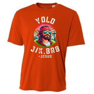 Yolo Jk Brb Jesus Funny Easter Resurrection Christians Cooling Performance Crew T-Shirt