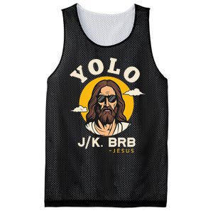 Yolo Jk Brb Jesus Funny Easter Christian Faith Mesh Reversible Basketball Jersey Tank