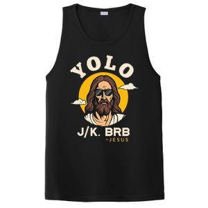 Yolo Jk Brb Jesus Funny Easter Christian Faith PosiCharge Competitor Tank