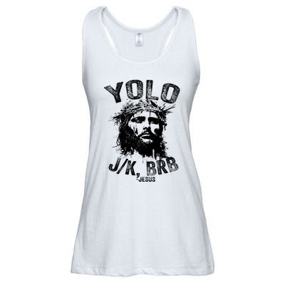 Yolo Jk Brb Jesus Funny Resurrection Christians Easter Day Ladies Essential Flowy Tank