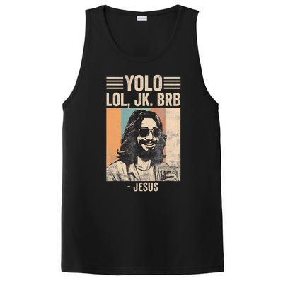 Yolo Jk Brb Christians Funny Religious Meme Cool Jesus With Sunglasses PosiCharge Competitor Tank