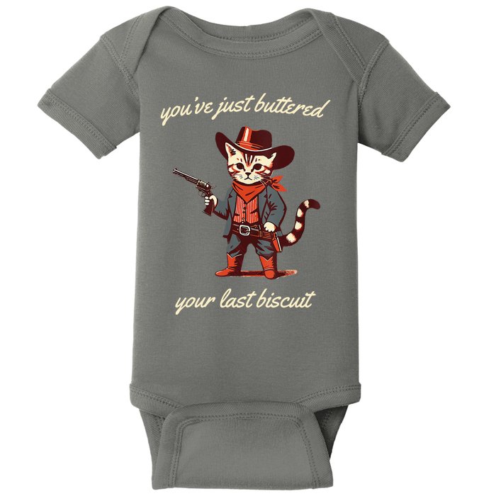 Youve Just Buttered Your Last Biscuit Western Cat Cowboy Baby Bodysuit