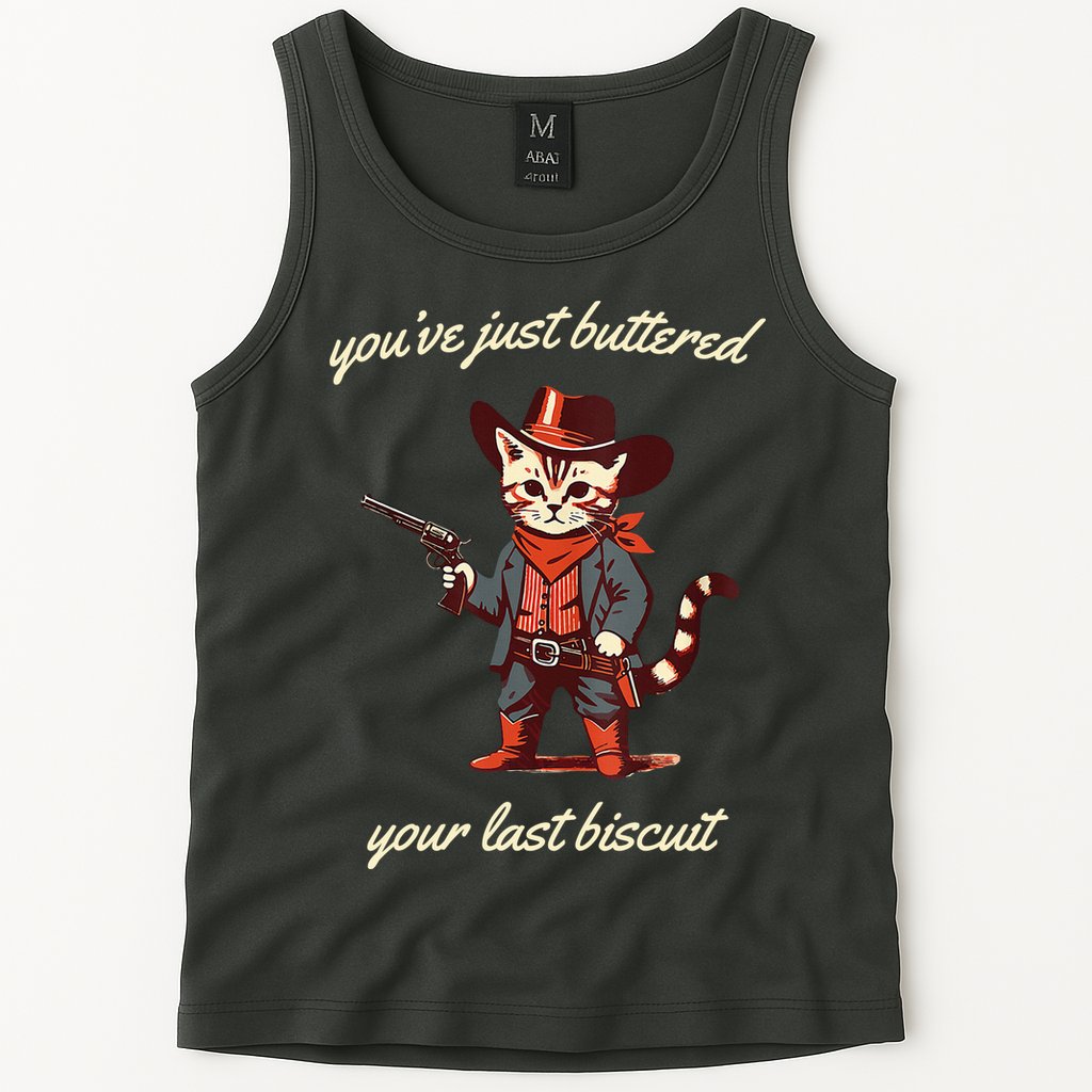 Youve Just Buttered Your Last Biscuit Western Cat Cowboy Tank Top