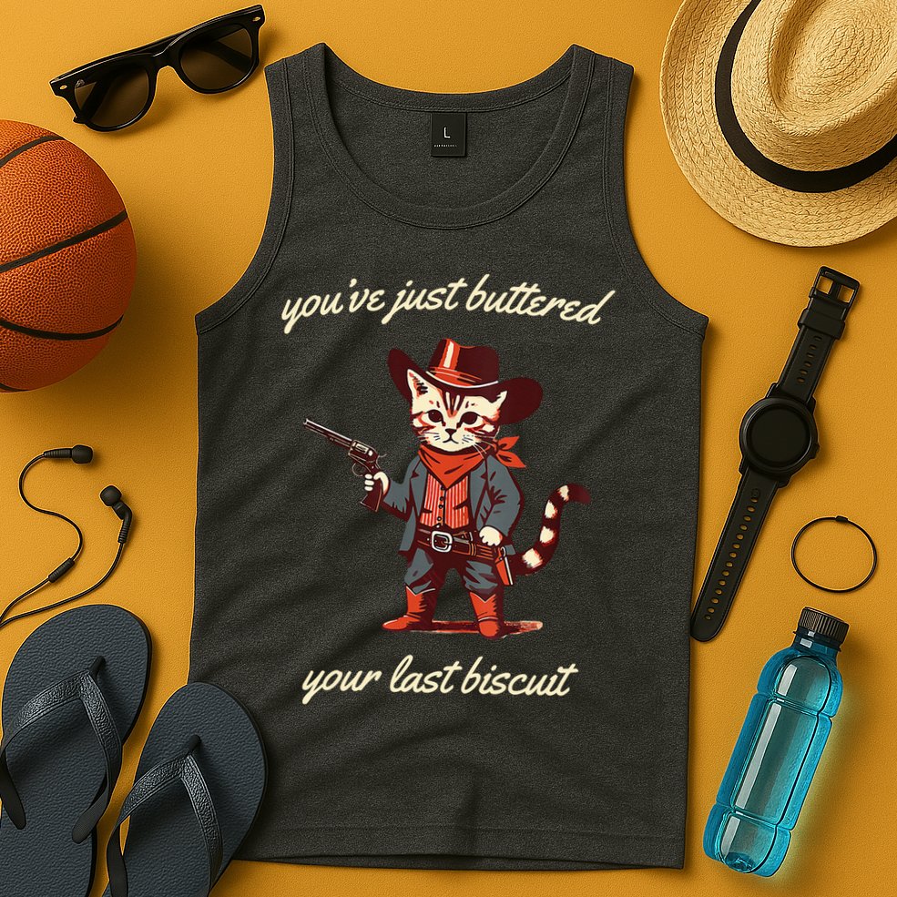 Youve Just Buttered Your Last Biscuit Western Cat Cowboy Tank Top