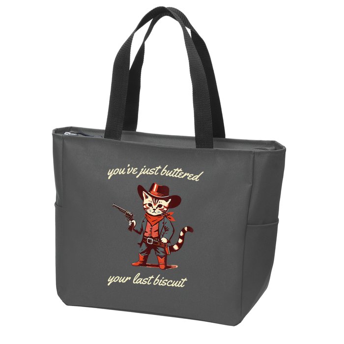 Youve Just Buttered Your Last Biscuit Western Cat Cowboy Zip Tote Bag