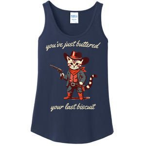 Youve Just Buttered Your Last Biscuit Western Cat Cowboy Ladies Essential Tank