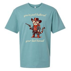 Youve Just Buttered Your Last Biscuit Western Cat Cowboy Sueded Cloud Jersey T-Shirt