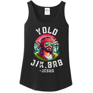 Yolo Jk Brb Jesus Funny Easter Resurrection Christians Ladies Essential Tank