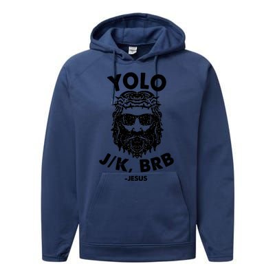 Yolo JK BRB Jesus Resurrection Funny Christian Performance Fleece Hoodie