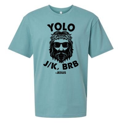 Yolo JK BRB Jesus Resurrection Funny Christian Sueded Cloud Jersey T-Shirt