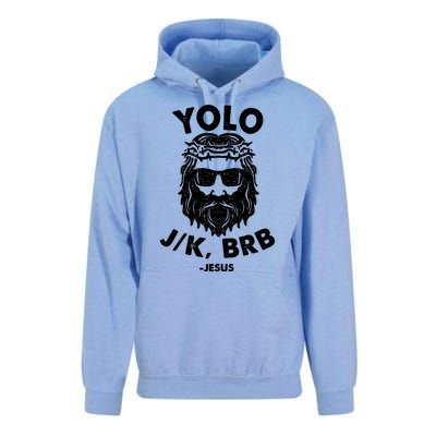 Yolo JK BRB Jesus Resurrection Funny Christian Unisex Surf Hoodie