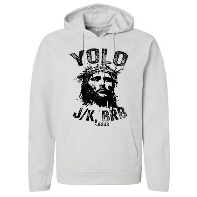 Yolo Jk Brb Jesus Funny Resurrection Christians Easter Day Performance Fleece Hoodie