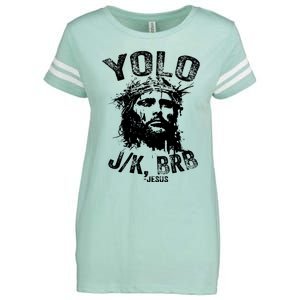 Yolo Jk Brb Jesus Funny Resurrection Christians Easter Day Enza Ladies Jersey Football T-Shirt