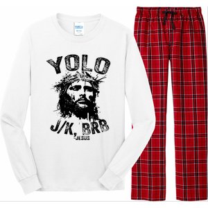 Yolo Jk Brb Jesus Funny Resurrection Christians Easter Day Long Sleeve Pajama Set