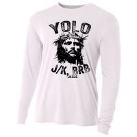 Yolo Jk Brb Jesus Funny Resurrection Christians Easter Day Cooling Performance Long Sleeve Crew