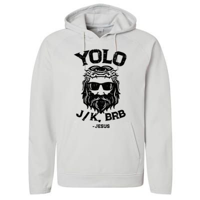 Yolo Jk Brb Jesus Funny Easter Day Performance Fleece Hoodie