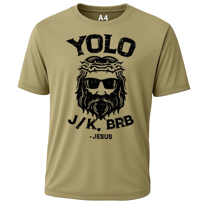 Yolo Jk Brb Jesus Funny Easter Day Cooling Performance Crew T-Shirt