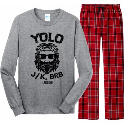 Yolo Jk Brb Jesus Funny Easter Day Long Sleeve Pajama Set