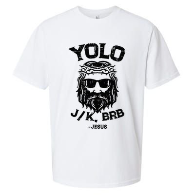 Yolo Jk Brb Jesus Funny Easter Day Sueded Cloud Jersey T-Shirt