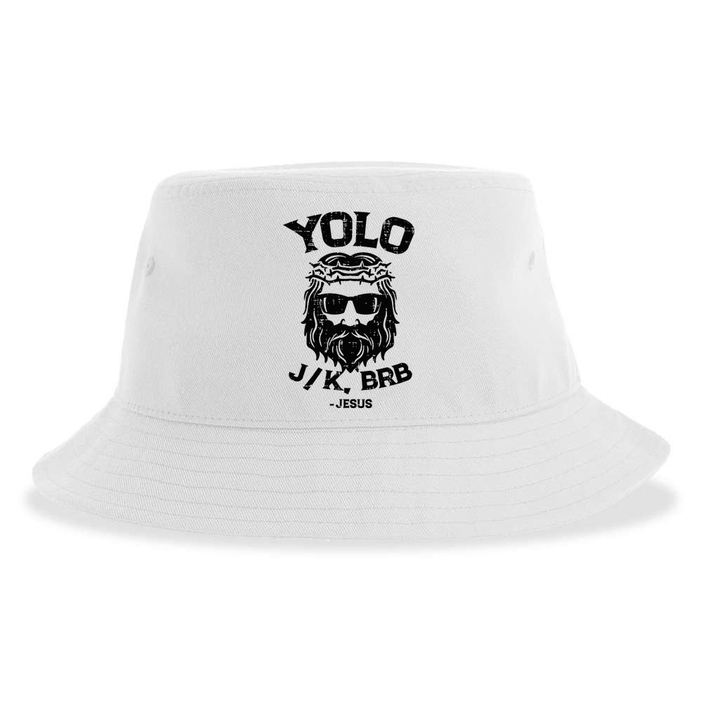 Yolo Jk Brb Jesus Funny Easter Day Sustainable Bucket Hat
