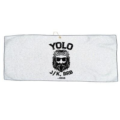Yolo Jk Brb Jesus Funny Easter Day Large Microfiber Waffle Golf Towel