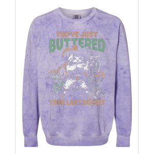 YouVe Just Buttered Your Last Biscuit Funny Cowboy Cat Colorblast Crewneck Sweatshirt