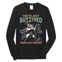 YouVe Just Buttered Your Last Biscuit Funny Cowboy Cat Long Sleeve Shirt