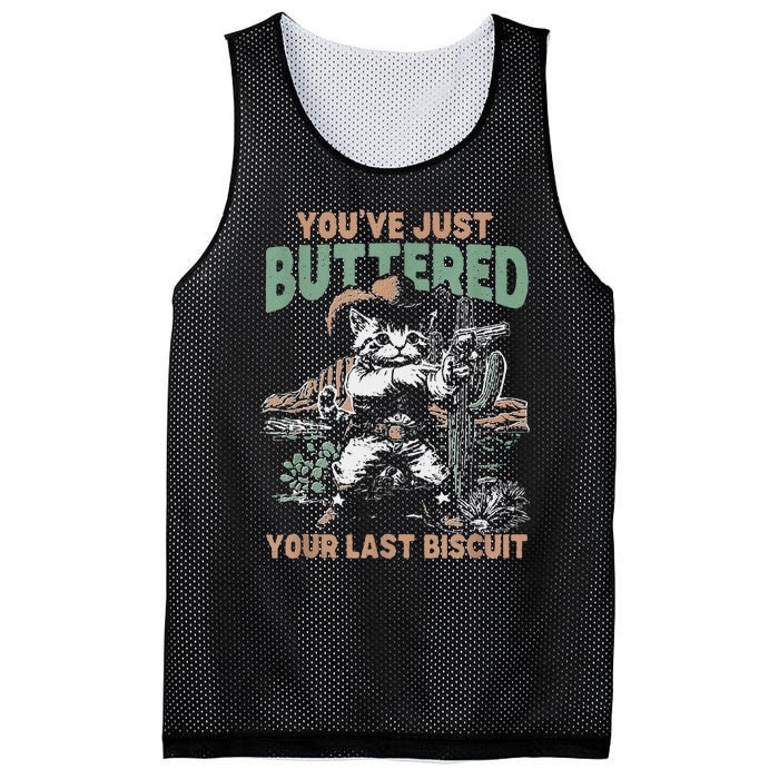 YouVe Just Buttered Your Last Biscuit Funny Cowboy Cat Mesh Reversible Basketball Jersey Tank